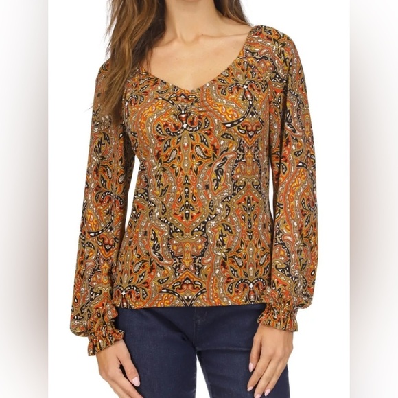 NEW Size M MICHAEL Michael Kors Ruffled Off-The-Shoulder Top Brt Trractta $88 - Picture 1 of 11